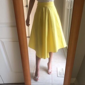 Yellow Retro Vintage-Inspired Midi Skirt